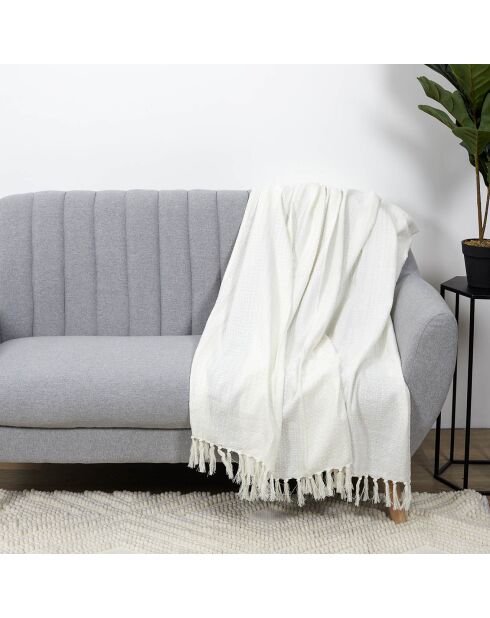 Jeté de canapé gaufré ivoire - 160x130 cm