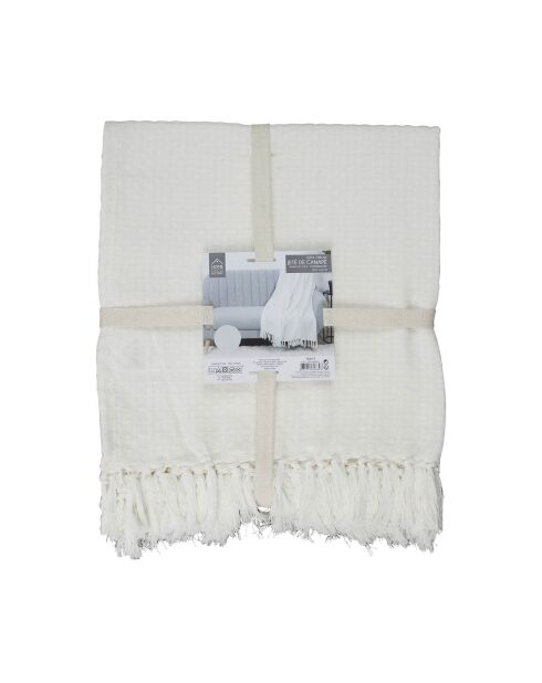 Jeté de canapé gaufré ivoire - 160x130 cm