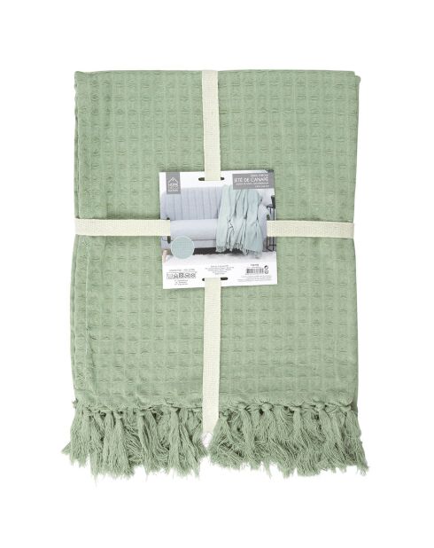 Jeté de canapé gaufré vert d'eau - 160x130 cm