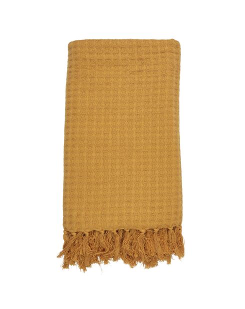 Jeté de canapé gaufré ocre - 160x130 cm