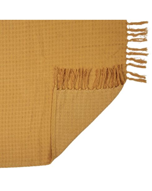 Jeté de canapé gaufré ocre - 160x130 cm