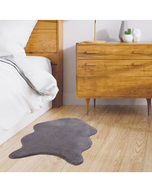 Tapis imitation fourrure poil fin gris - 60x90 cm