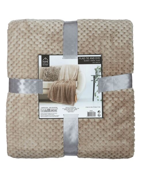 Plaid nid d'abeille XXL beige - 150x120 cm