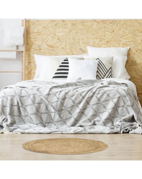 Tapis rond en jute beige - D.80 cm