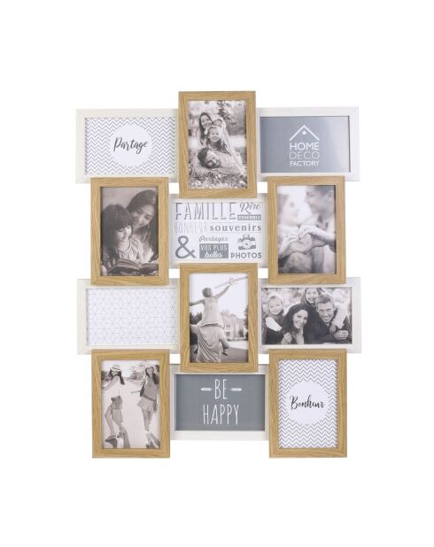 Collage de 12 fotografías en color beige/blanco - 44x58 cm