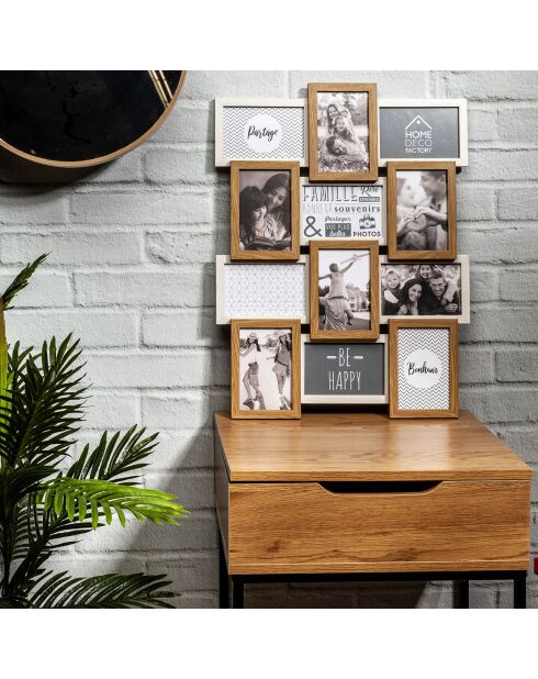 Collage de 12 fotografías en color beige/blanco - 44x58 cm