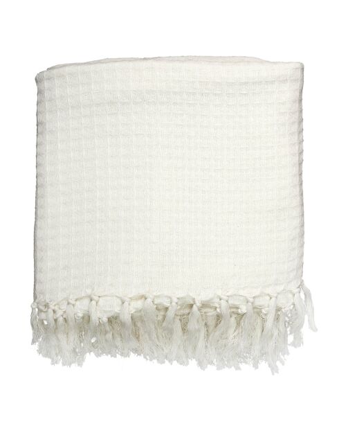 Jeté de canapé gaufré ivoire - 250x170 cm