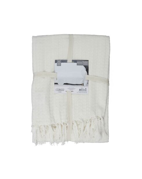 Jeté de canapé gaufré ivoire - 250x170 cm