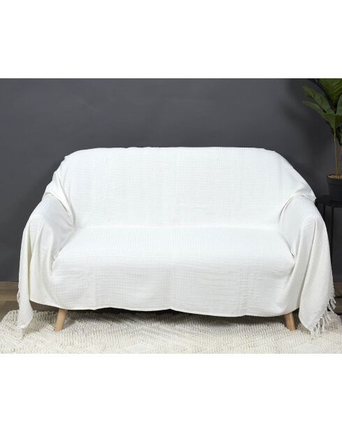 Jeté de canapé gaufré ivoire - 250x170 cm