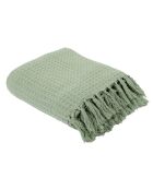 Jeté de canapé gaufré vert d'eau - 250x170 cm