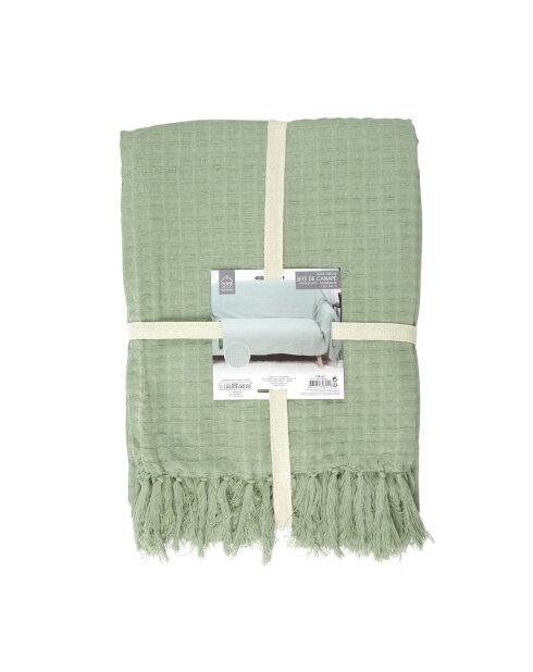 Jeté de canapé gaufré vert d'eau - 250x170 cm