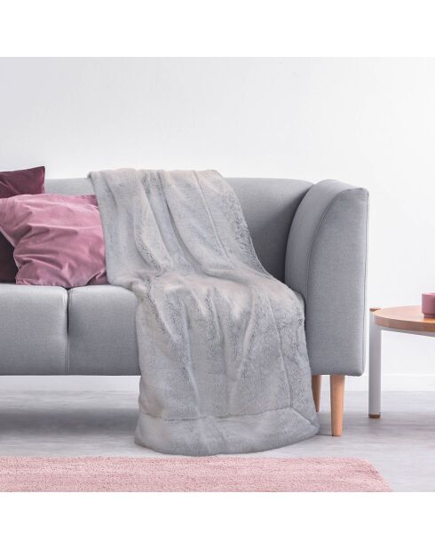 Plaid imitation fourrure XXL gris - 200x140 cm