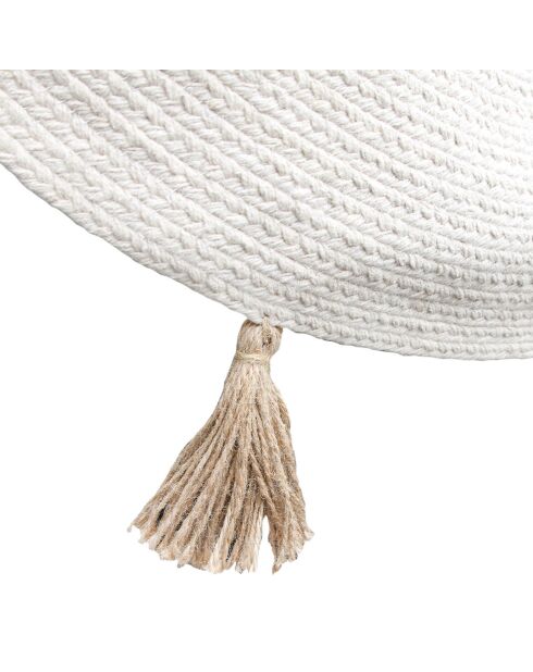 Tapis rond Coton pompon beige - D.90 cm