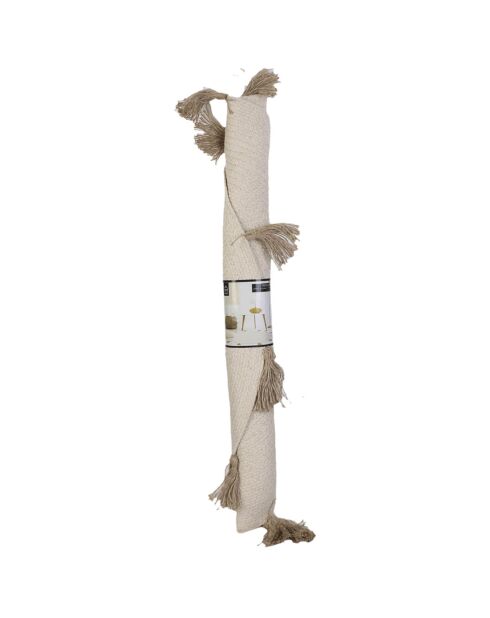 Tapis rond Coton pompon beige - D.90 cm