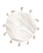 Tapis rond Coton pompon beige - D.90 cm
