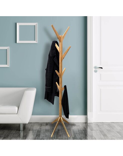 Porte-manteau arbre en bois beige - 44.5x44.5x177 cm