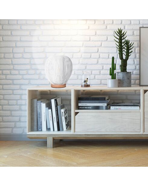 Witte tafellamp met bol met draad - D.27,5 cm