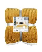 Plaid flanelle cotelé sherpa jaune - 180x220 cm