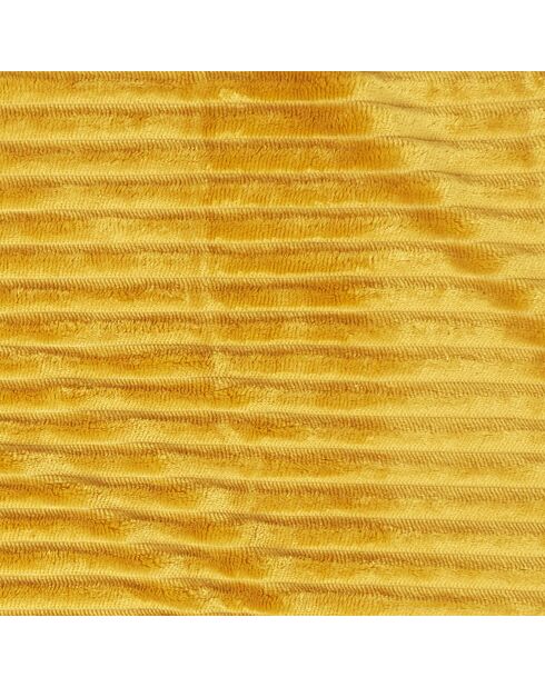 Plaid flanelle cotelé sherpa jaune - 180x220 cm