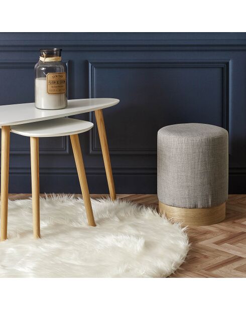 Tapis rond imitation fourrure écru - D.115 cm