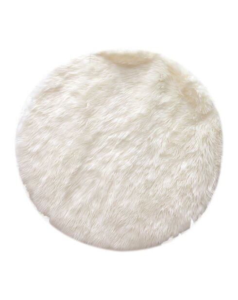 Tapis rond imitation fourrure écru - D.115 cm