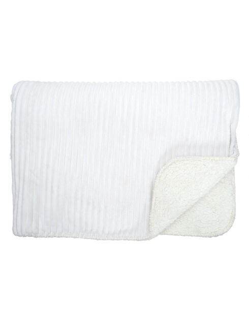 Plaid flanelle cotelé sherpa écru - 180x220 cm