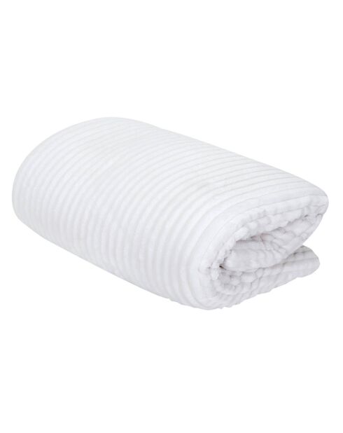 Plaid flanelle cotelé sherpa écru - 180x220 cm