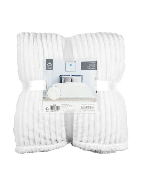 Plaid flanelle cotelé sherpa écru - 180x220 cm