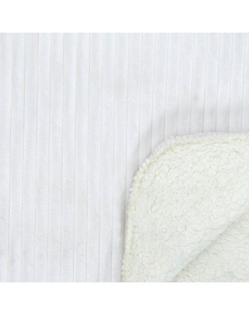Plaid flanelle cotelé sherpa écru - 180x220 cm