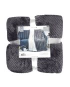 Plaid nid d'abeille Sherpa XXL gris foncé - 180x220 cm
