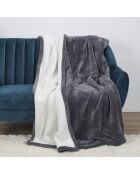 Plaid nid d'abeille Sherpa XXL gris foncé - 180x220 cm