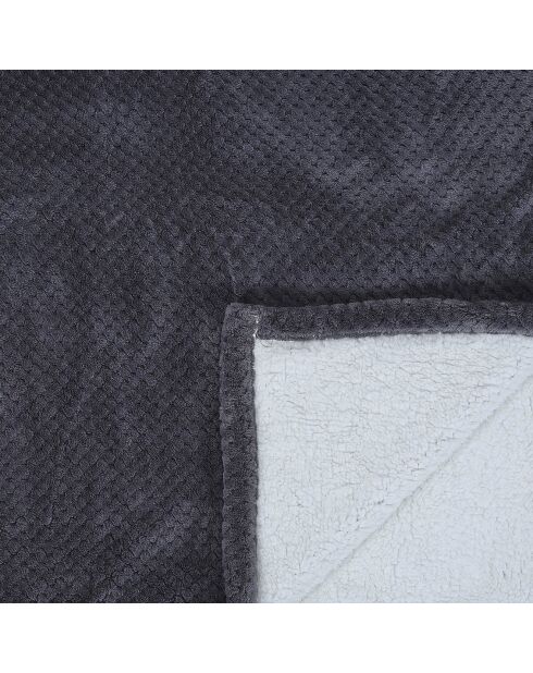 Plaid nid d'abeille Sherpa XXL gris foncé - 180x220 cm