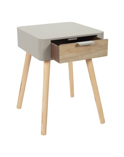 Chevet 1 tiroir taupe/noir - 34.80x37x48 cm
