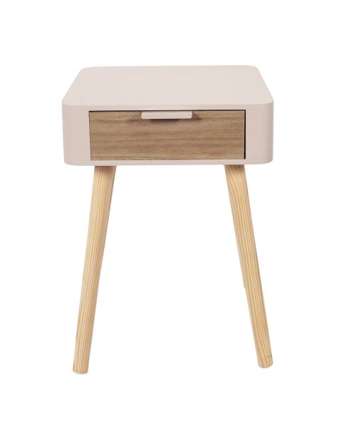 Chevet 1 tiroir rose nude - 35x40x48 cm