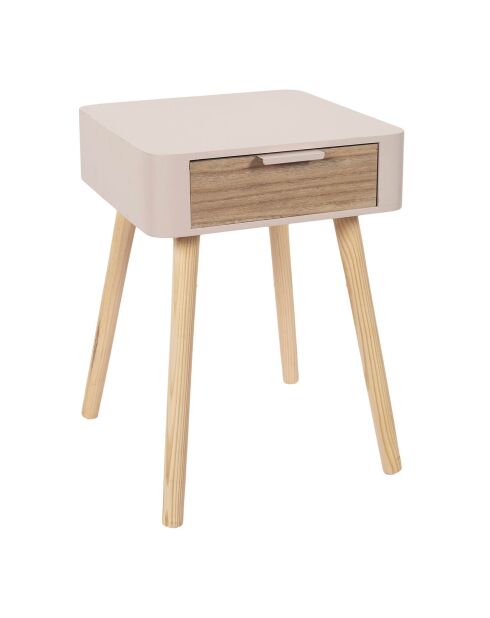 Chevet 1 tiroir rose nude - 35x40x48 cm