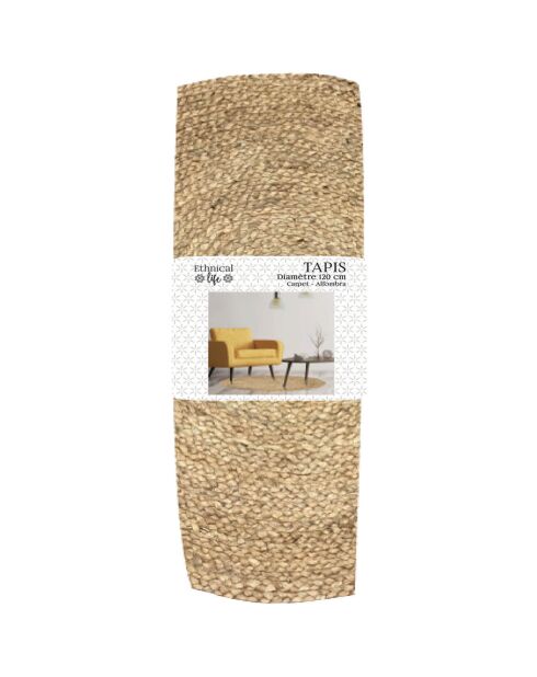 Tapis rond en jute beige - D.120 cm