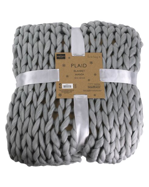 Plaid grosse maille Chunky gris - 150x120 cm