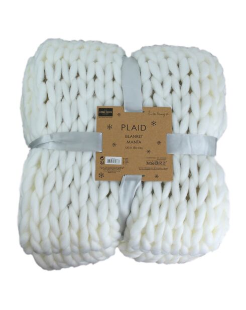 Plaid grosse maille Chunky écru - 150x120 cm
