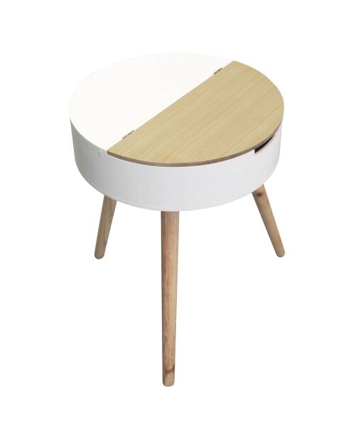 Table coffre beige/blanc - D.45x54.5 cm