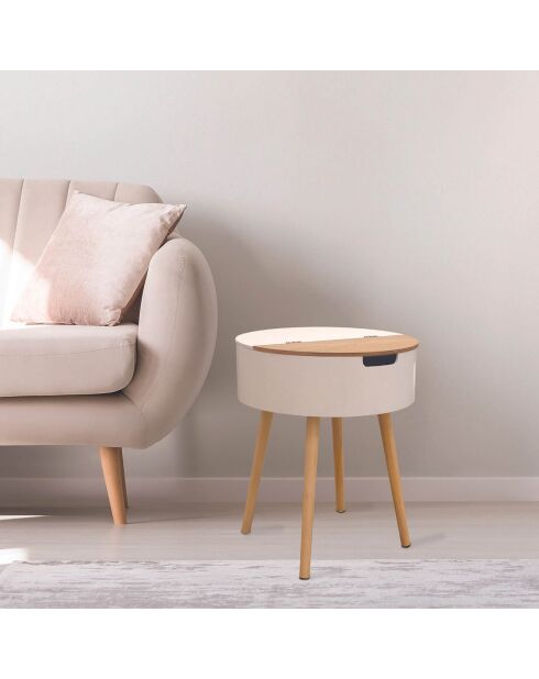 Table coffre beige/blanc - D.45x54.5 cm