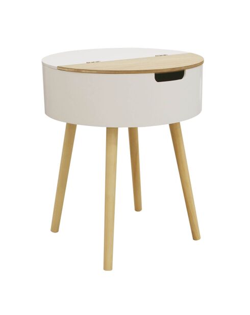 Table coffre beige/blanc - D.45x54.5 cm