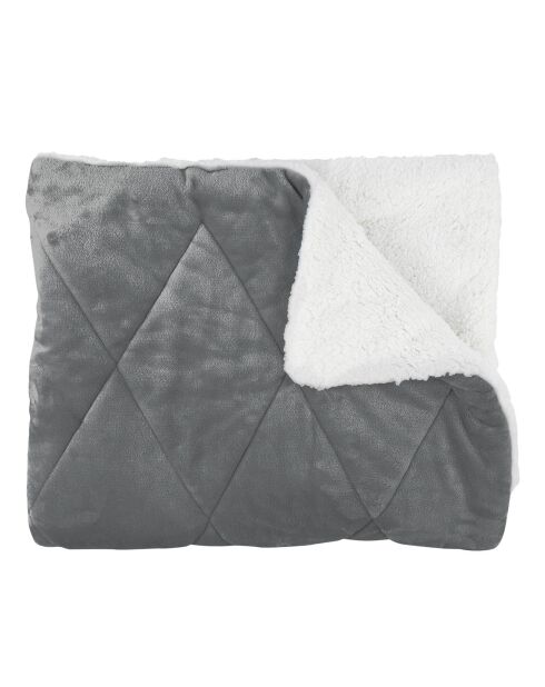 Couvre-lit flanelle Sherpa gris - 220x240 cm