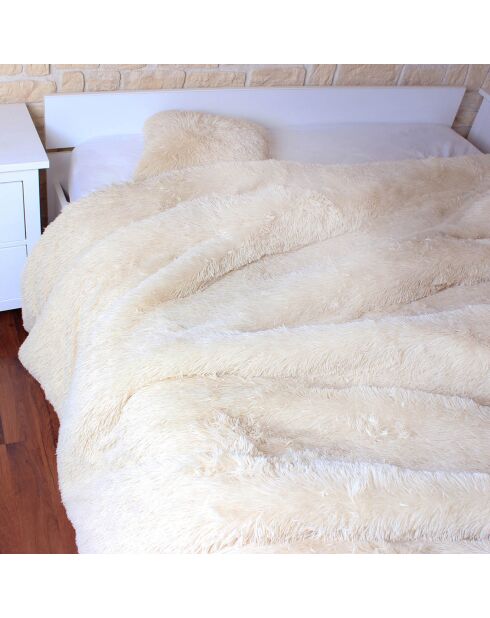Couvre-lit poils longs ivoire - 220x240 cm