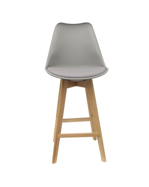 2 Chaises de bar pieds en bois grises - 56x48x105 cm