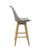 2 Chaises de bar pieds en bois grises - 56x48x105 cm