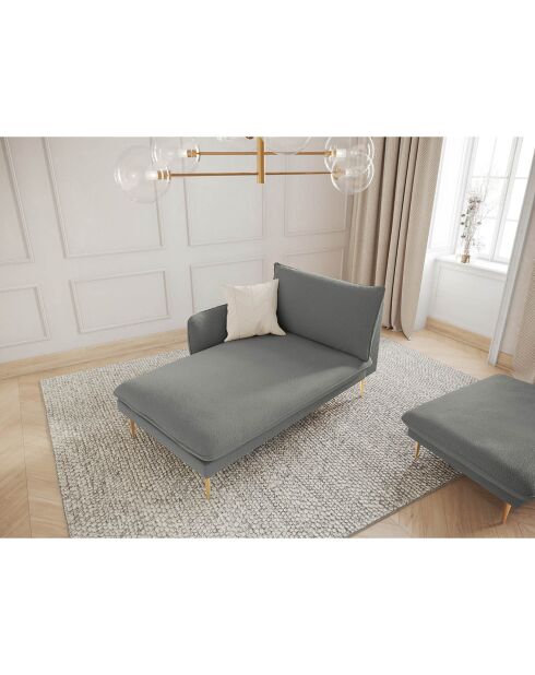 Chaise longue gauche vienna bouclé grise - 170x110x95 cm