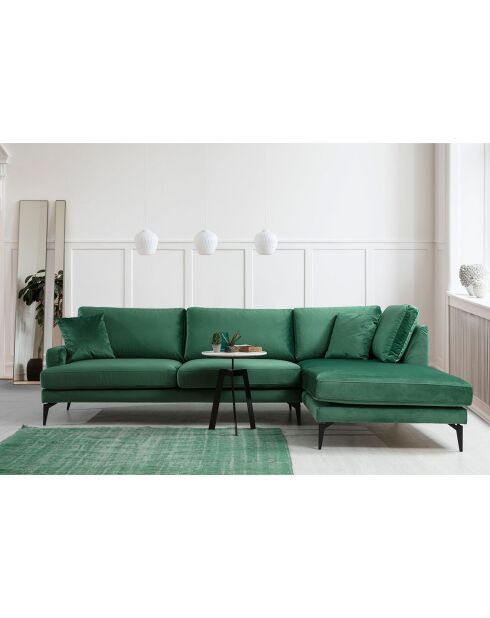 Canapé d'angle droit en velours  Papira vert - 80x90x88 cm