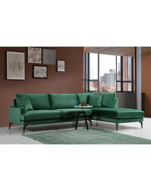 Canapé d'angle droit en velours  Papira vert - 80x90x88 cm