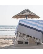Fouta Arcachon himmelblau/weiß/marineblau/perlgrau - 100x200 cm