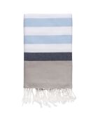 Fouta Arcachon himmelblau/weiß/marineblau/perlgrau - 100x200 cm